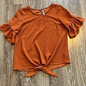 Brina &Em Orange Polka Dot Top